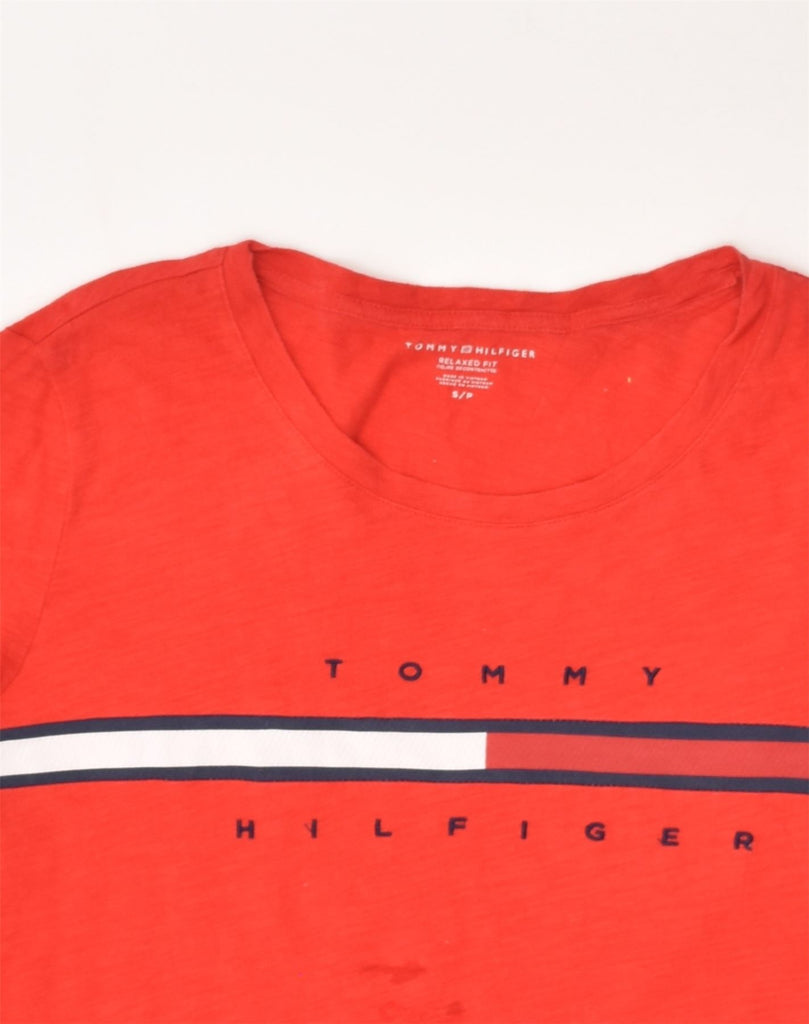 TOMMY HILFIGER Mens Relaxed Fit Graphic T-Shirt Top Small Red Cotton | Vintage Tommy Hilfiger | Thrift | Second-Hand Tommy Hilfiger | Used Clothing | Messina Hembry 