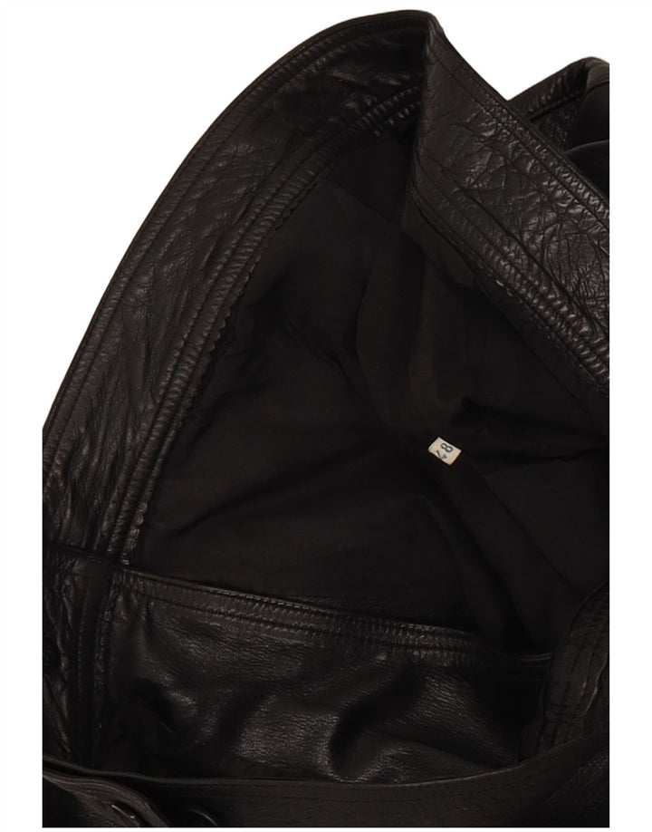 Berrino Mens Crop Leather Biker Jacket IT 48 Medium Black