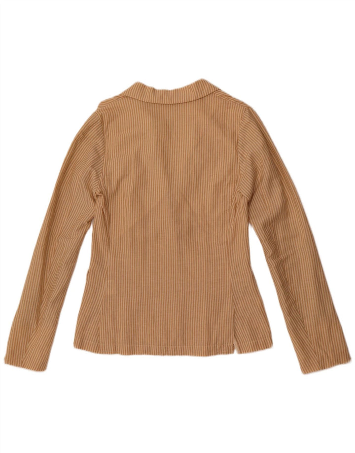 Maison Scotch Womens 2 Button Blazer Jacket Size 1 Small Beige Pinstripe