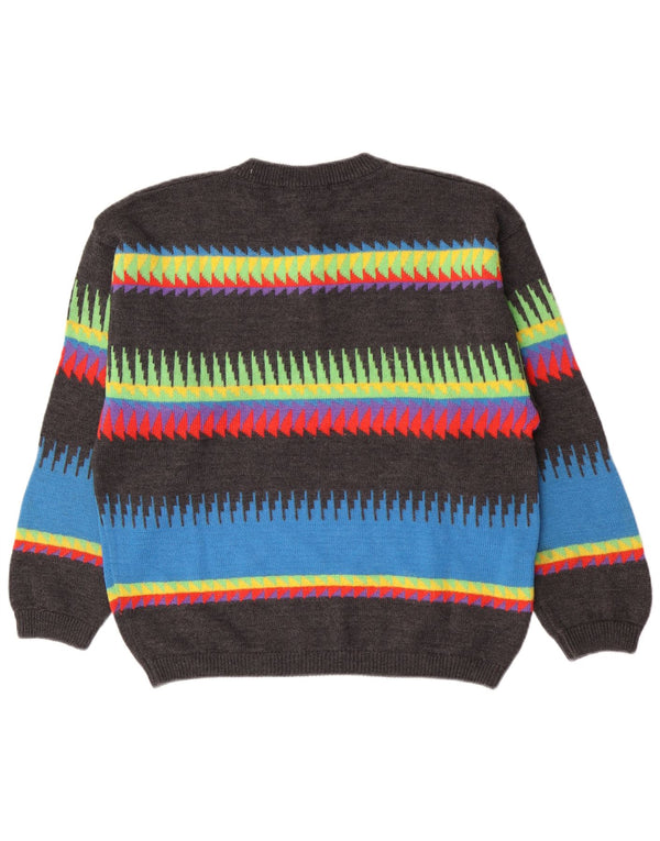 Kafka Womens Loose Fit Crew Neck Jumper Sweater UK 10 Small Grey Striped