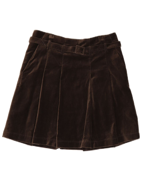 Marc O'Polo Womens Velvet Pleated Skirt W36 XL Brown Cotton