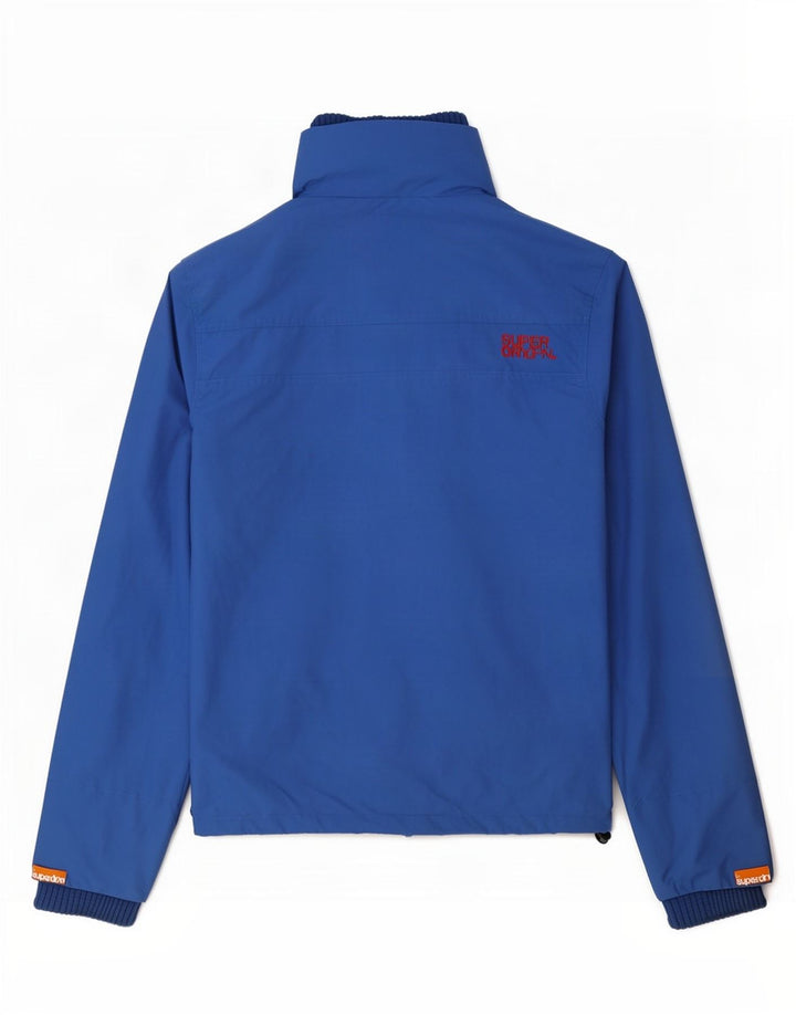 Superdry Womens Graphic Rain Jacket UK 14 Medium Blue Nylon
