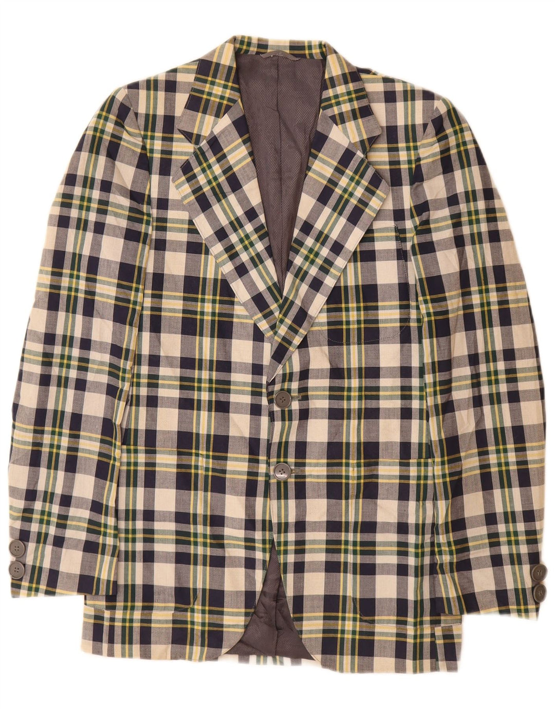 Vintage Mens 2 Button Blazer Jacket Small Navy Blue Check