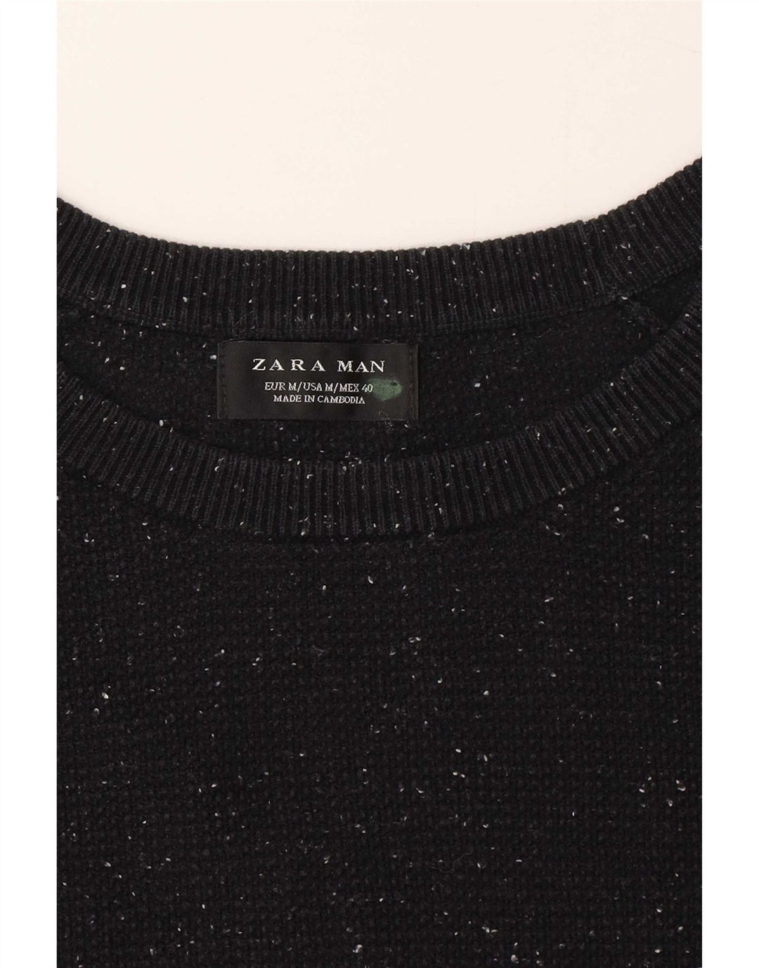 Zara Mens Boat Neck Jumper Sweater Medium Navy Blue Flecked