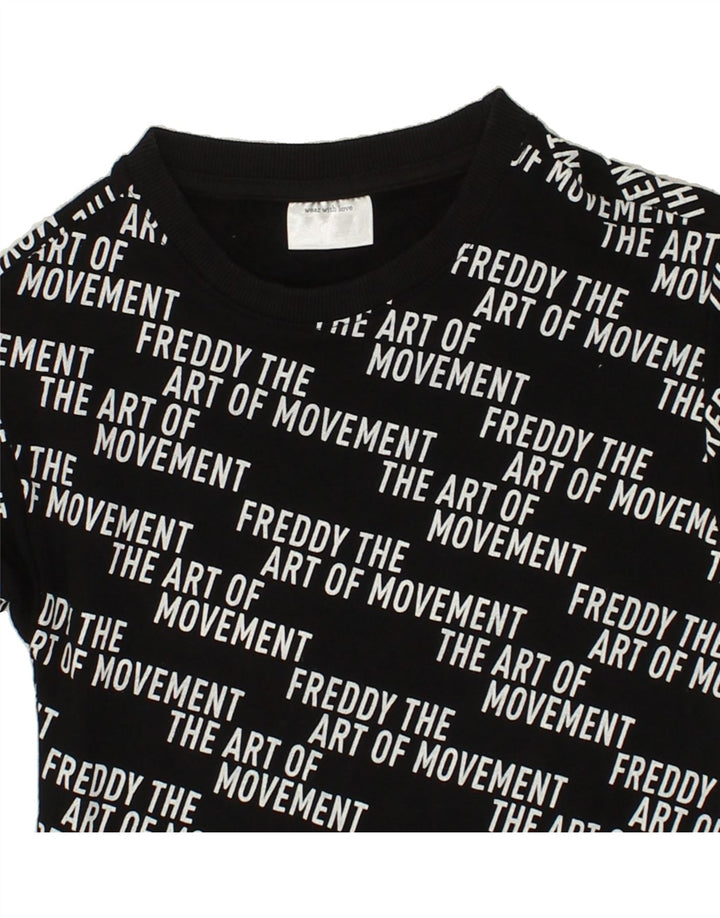 FREDDY Girls Graphic Sweatshirt Jumper 7-8 Years Black Viscose Vintage Freddy and Second-Hand Freddy from Messina Hembry 