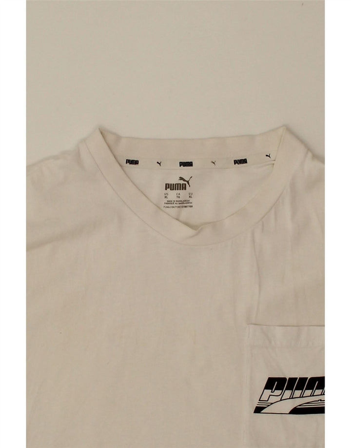PUMA Mens Graphic T-Shirt Top XL White Cotton Vintage Puma and Second-Hand Puma from Messina Hembry 