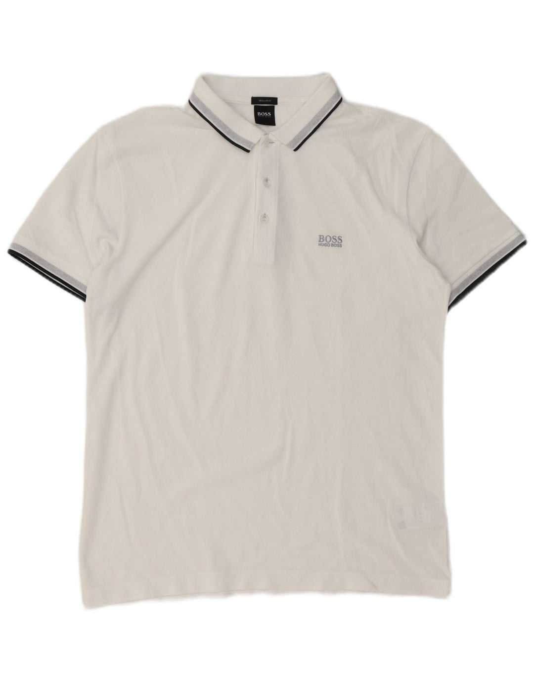 Hugo Boss Mens Regular Fit Polo Shirt Large White Cotton