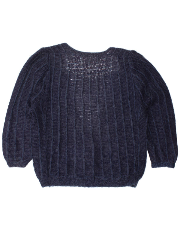 Vintage Womens Oversized Cardigan Sweater UK 22 3XL Navy Blue