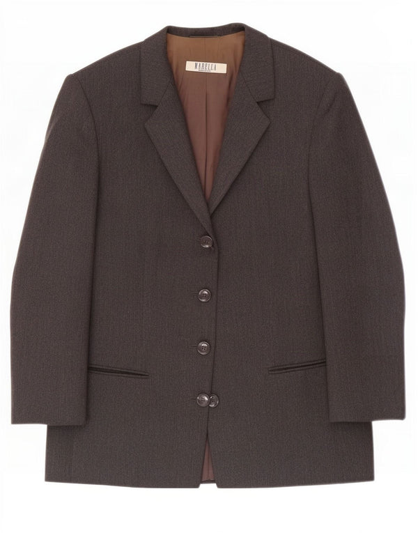 Marella Womens 4 Button Blazer Jacket UK 12 Medium Grey Wool