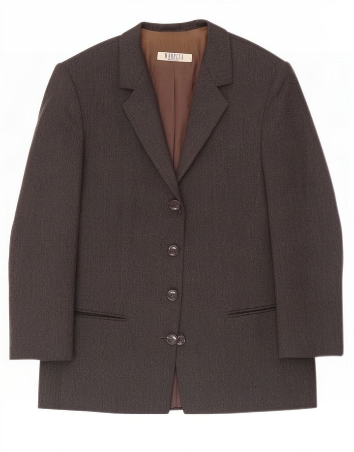 Marella Womens 4 Button Blazer Jacket UK 12 Medium Grey Wool