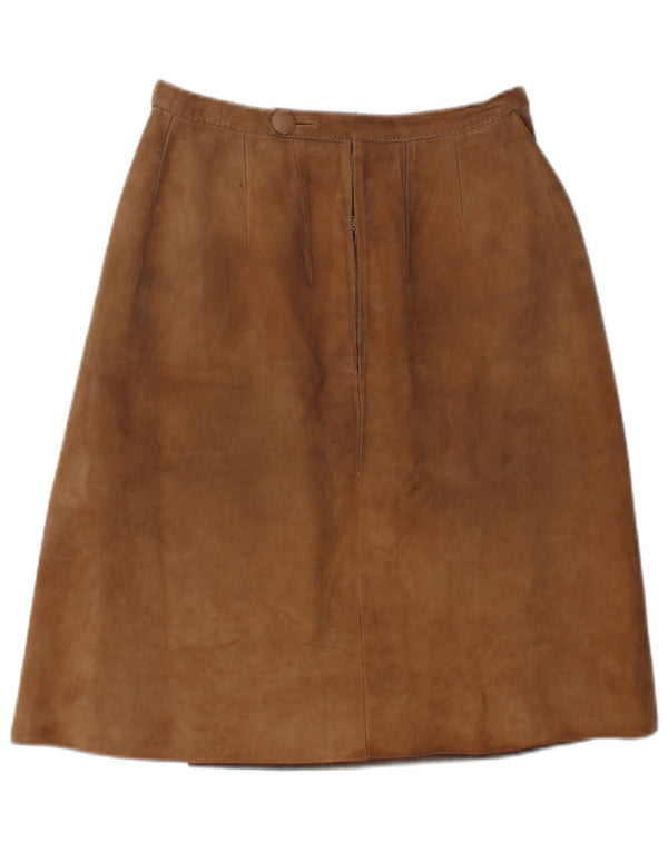 Vintage Womens Suede Skirt W26 Small Beige