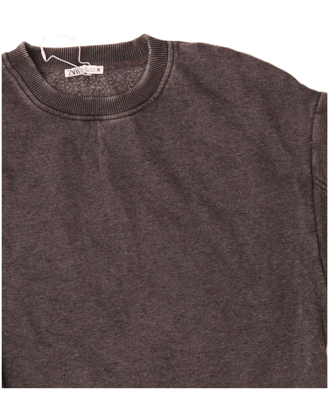 Zara Womens Crop Oversized Sweatshirt Jumper UK 10 Small Grey Cotton