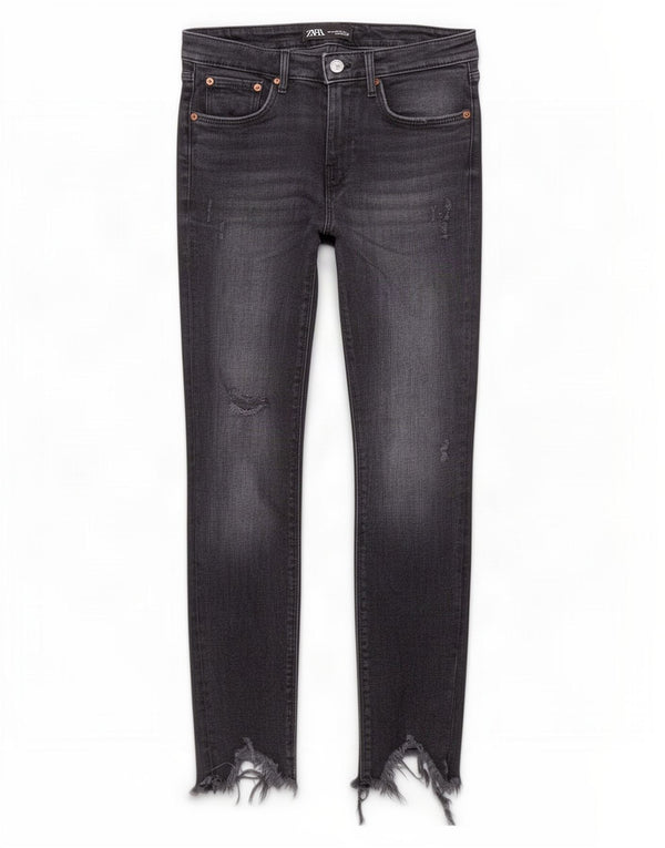 Zara Womens Distressed Skinny Jeans EU 38 Small W28 L28 Black