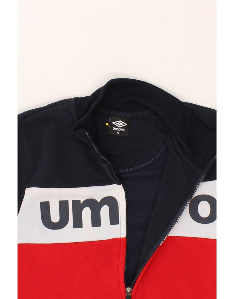 UMBRO Mens Graphic Tracksuit Top Jacket Small Navy Blue Colourblock Cotton Vintage Umbro and Second-Hand Umbro from Messina Hembry 