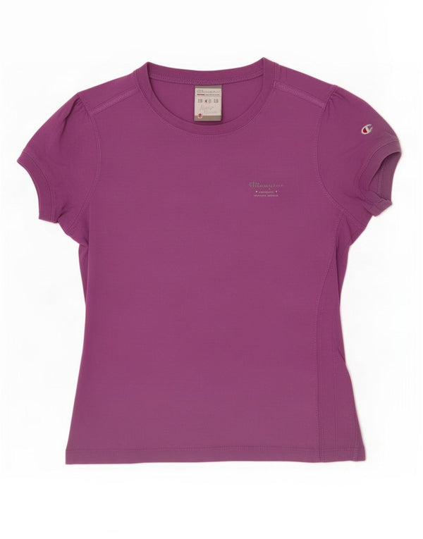 Champion Womens Heritage Classics T-Shirt Top UK 10 Small Purple Cotton
