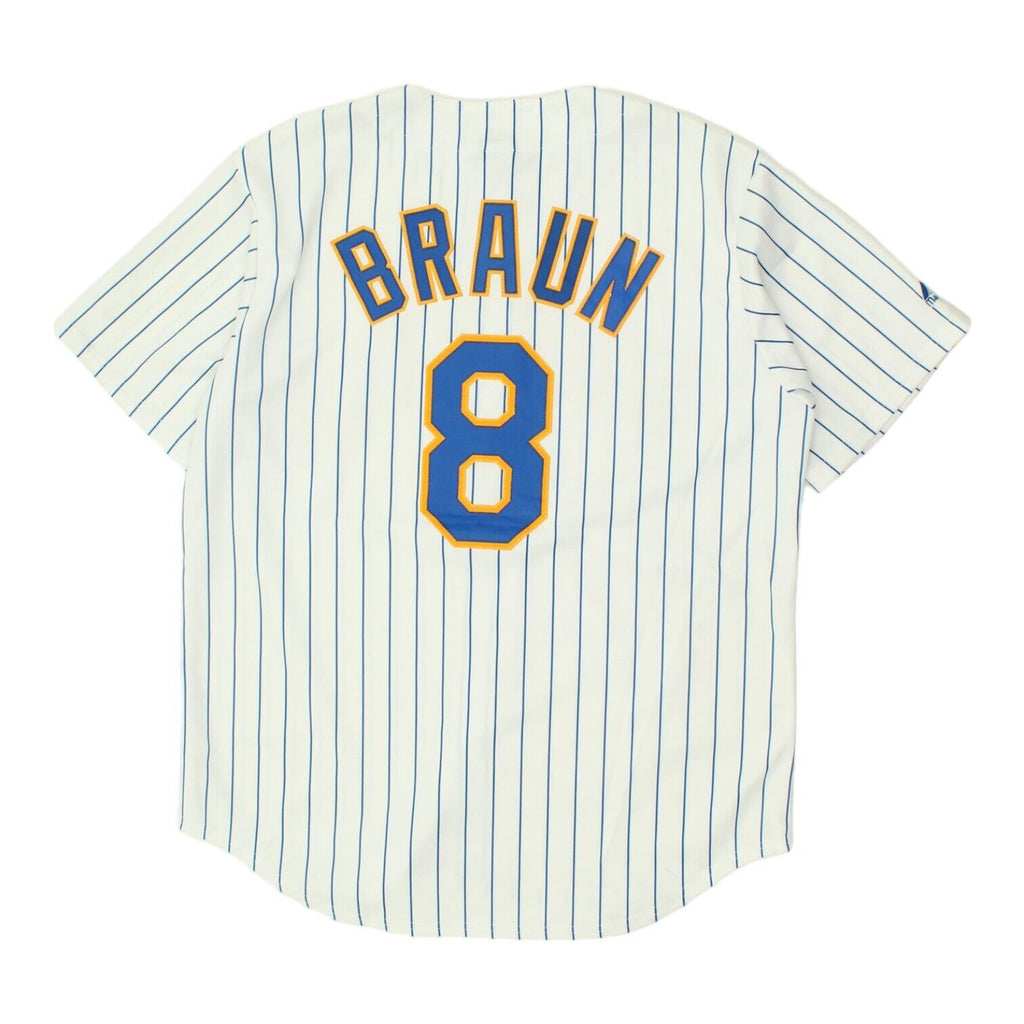 Milwaukee Brewers Ryan Braun Majestic Mens White Baseball Jersey | MLB Sports | Vintage Messina Hembry | Thrift | Second-Hand Messina Hembry | Used Clothing | Messina Hembry 