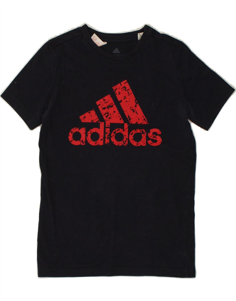 ADIDAS Boys Graphic T-Shirt Top 9-10 Years Navy Blue Cotton | Vintage Adidas | Thrift | Second-Hand Adidas | Used Clothing | Messina Hembry 