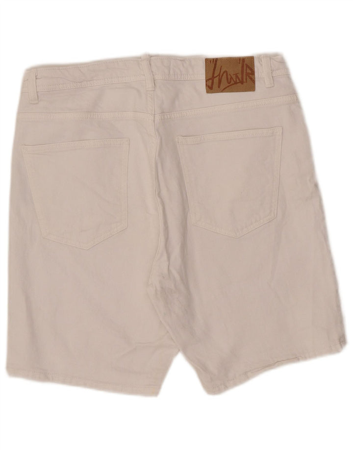 Zara Mens Denim Shorts EU 42 Large W32  White Cotton