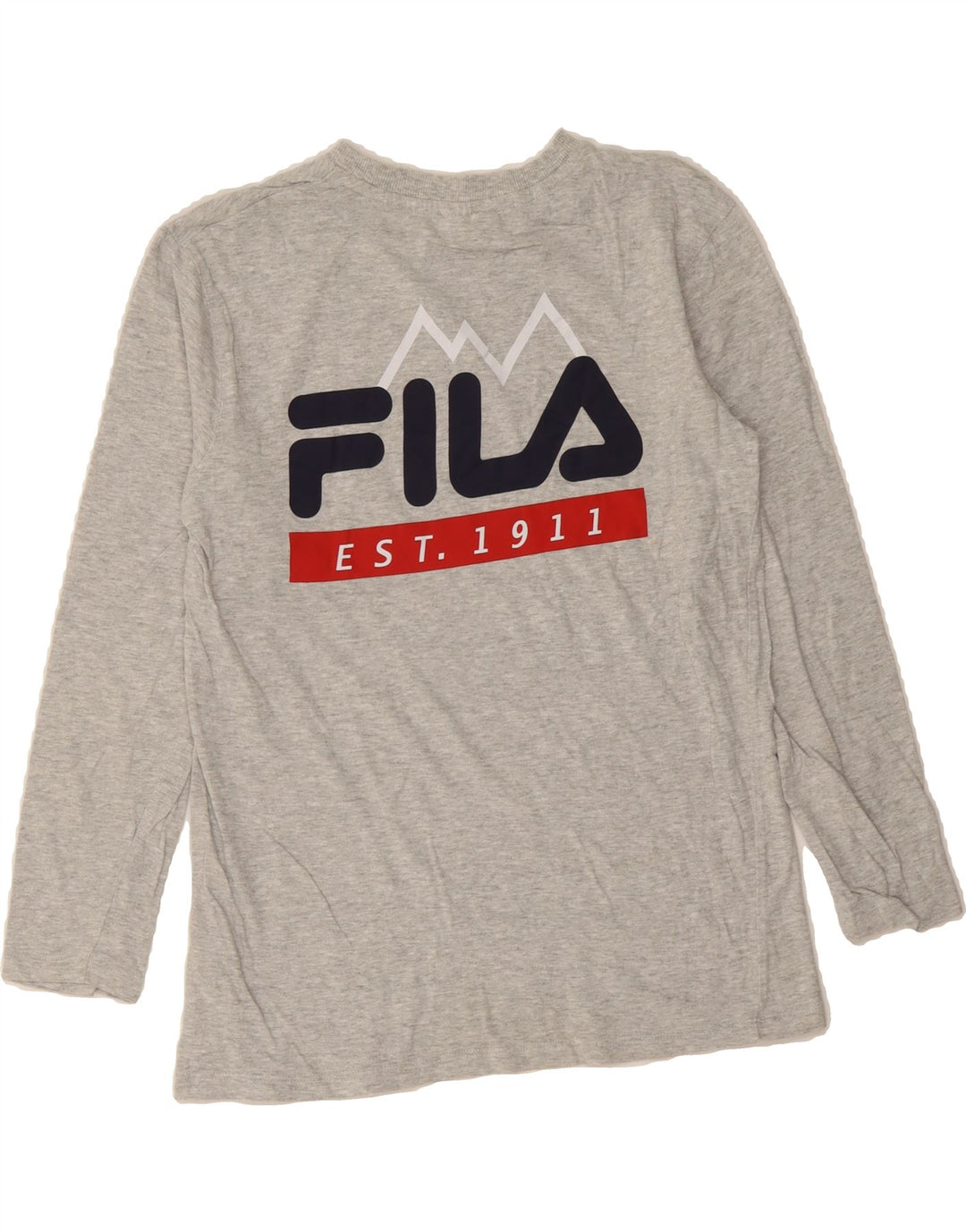 FILA Boys Graphic Top Long Sleeve 11-12 Years Grey Cotton Vintage Fila and Second-Hand Fila from Messina Hembry 