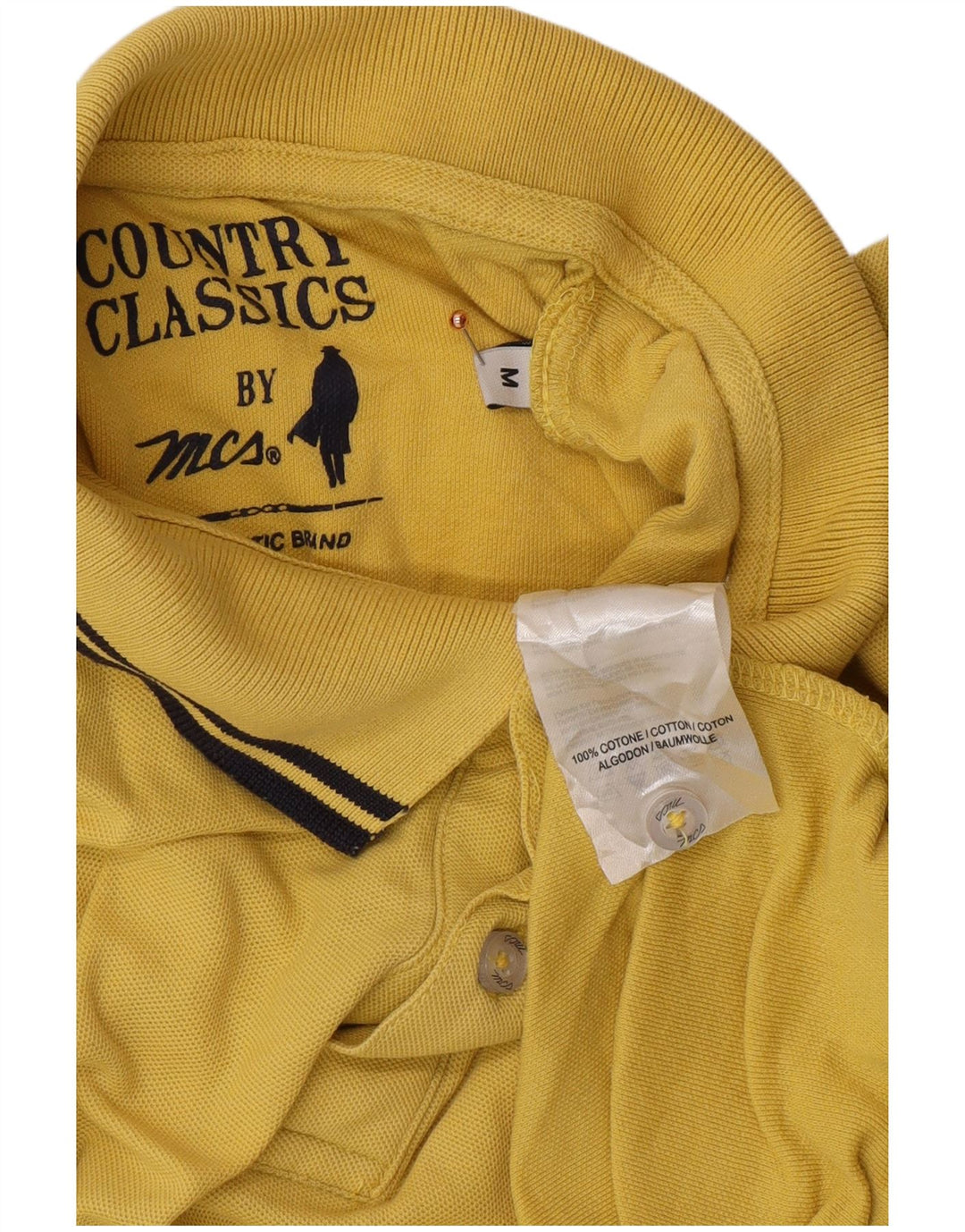 MARLBORO CLASSICS Mens Country Classic Polo Shirt Medium Yellow Cotton