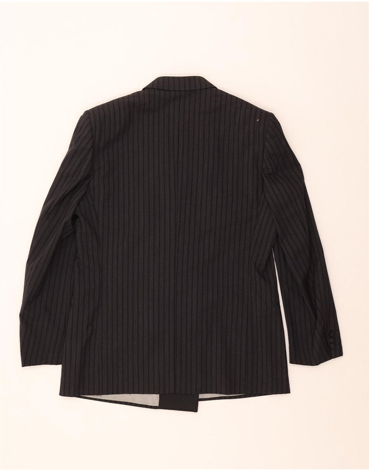 Fila Womens Double Breasted Blazer Jacket IT 52 2XL Black Pinstripe Wool