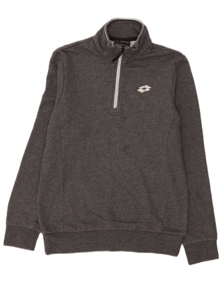 Lotto Mens Zip Neck Sweatshirt Jumper Small Grey Cotton