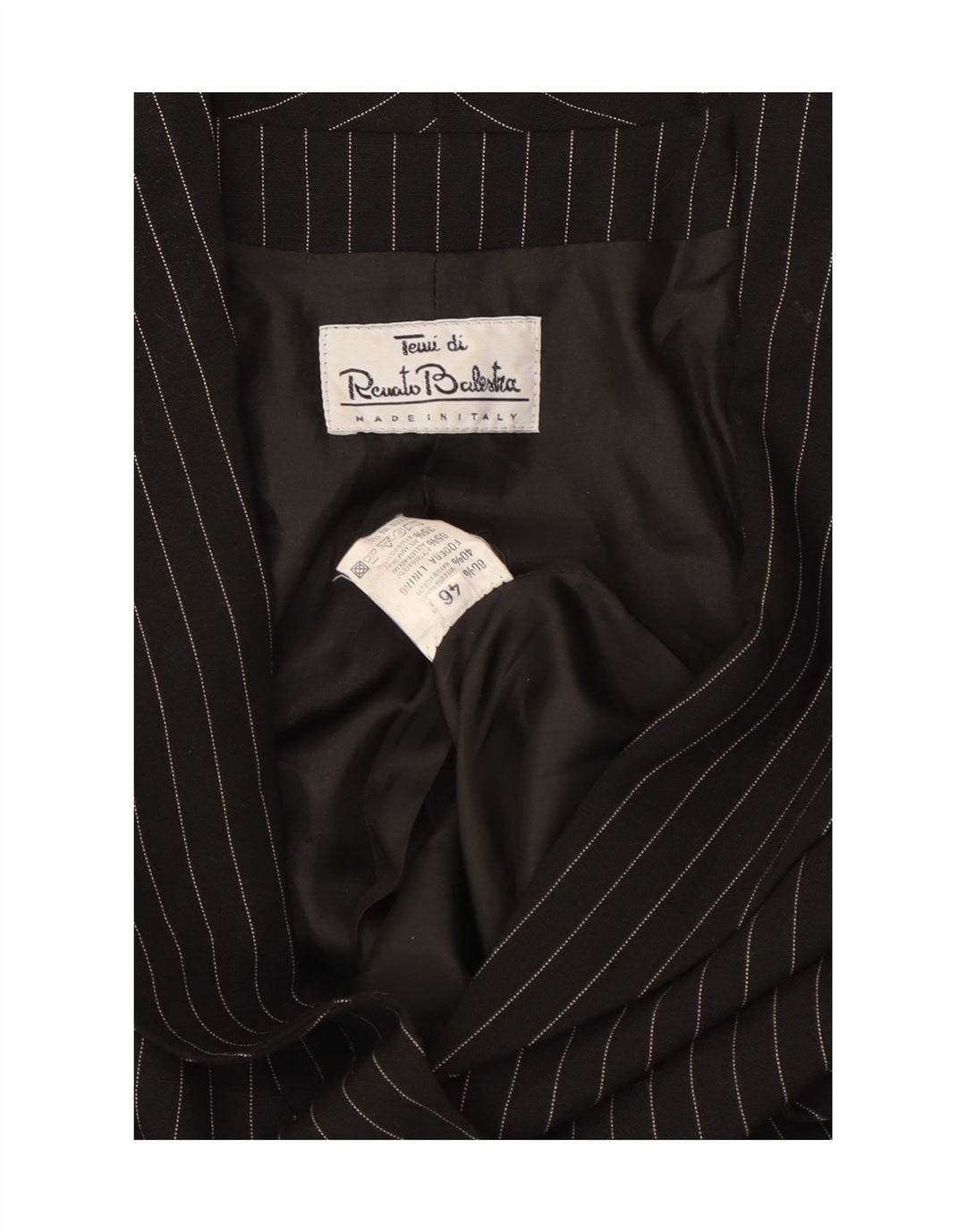 RENATO BALESTRA Womens 3 Button Blazer Jacket IT 46 Large Black Pinstripe