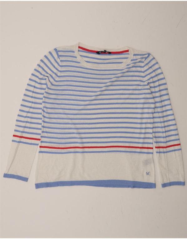 Crew Clothing Womens Boat Neck Jumper Sweater UK 16 Large Blue Striped