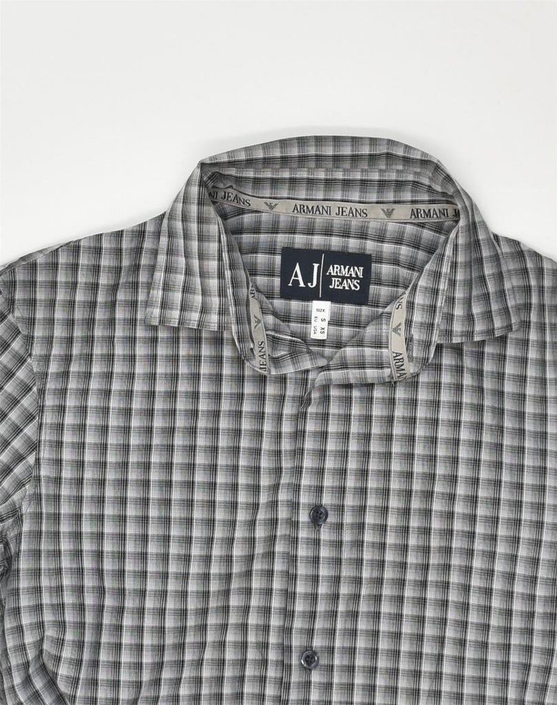 ARMANI JEANS Mens Shirt Small Grey Check Cotton | Vintage Armani Jeans | Thrift | Second-Hand Armani Jeans | Used Clothing | Messina Hembry 