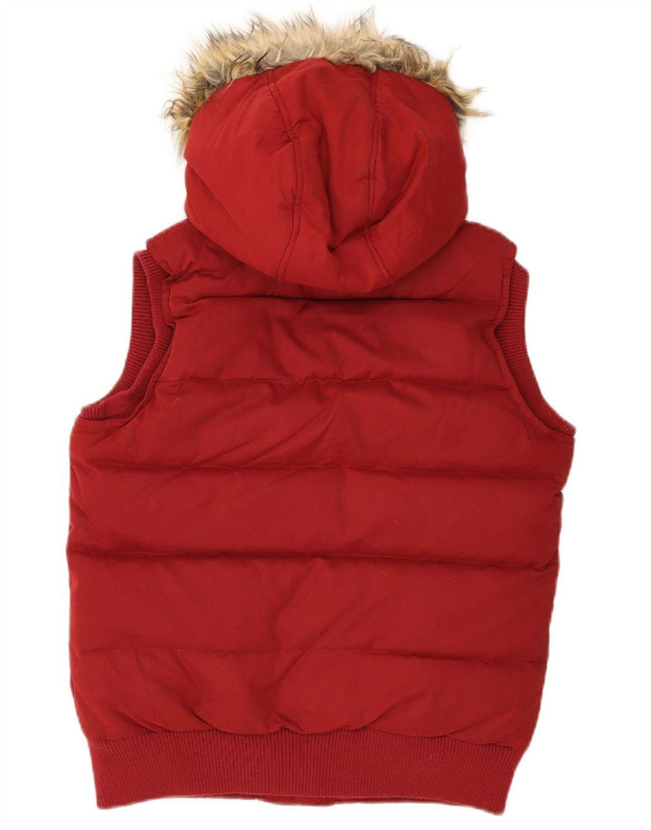 FAT FACE Womens Oversized Hooded Padded Gilet UK 10 Small  Red Polyester