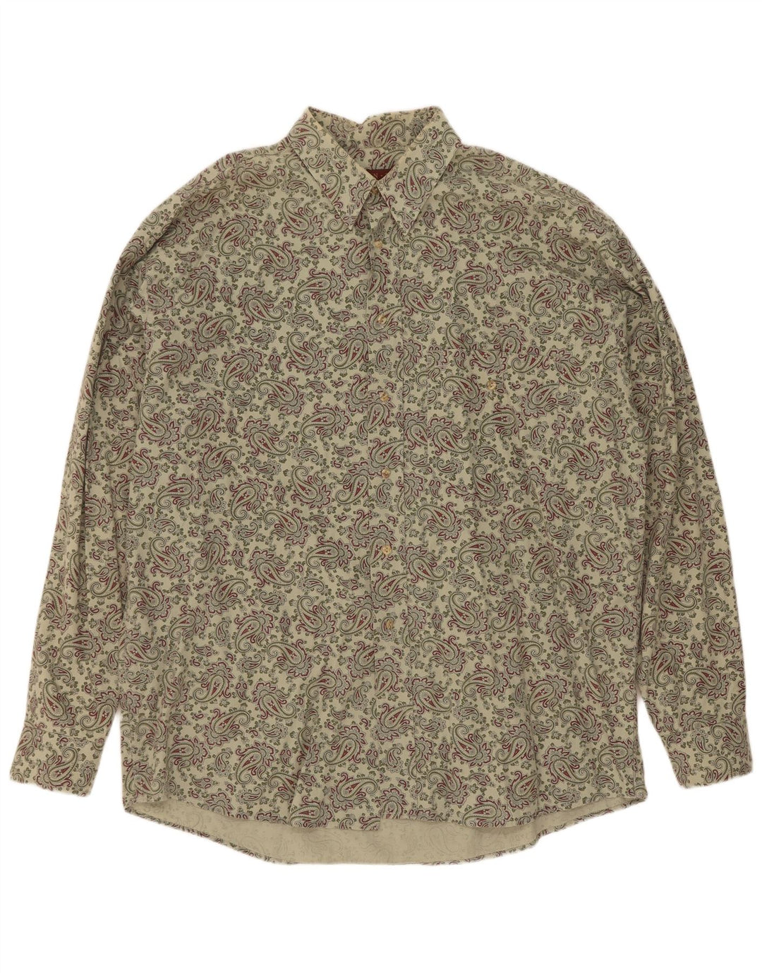 Vintage Mens Shirt XL Green Paisley Cotton