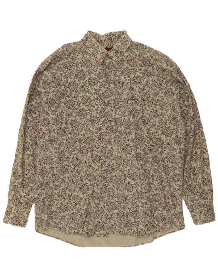 Vintage Mens Shirt XL Green Paisley Cotton
