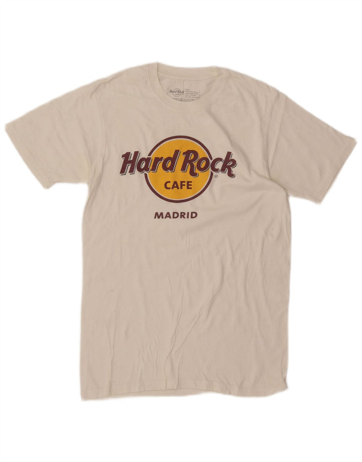 Hard Rock Cafe Mens Madrid Graphic T-Shirt Top Small White Cotton