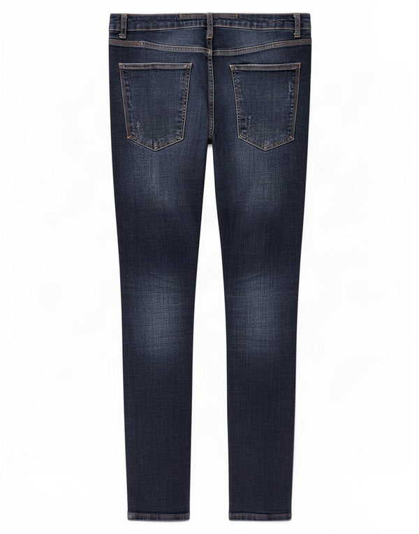 Zara Mens Distressed Skinny Jeans EU 46 XL W36 L30 Blue Cotton