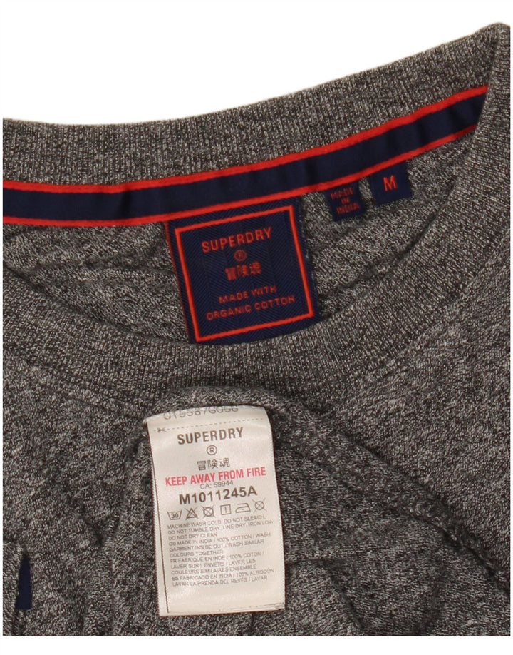 Superdry Mens T-Shirt Top Medium Grey Flecked Cotton