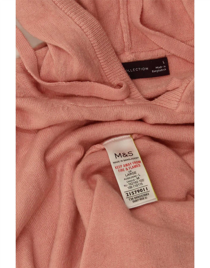 Marks & Spencer Womens Hooded Oversized Jumper Sweater UK 16 Large Pink