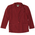 Vintage Womens 1 Button Oversized Blazer Jacket UK 10 Small Burgundy Cotton