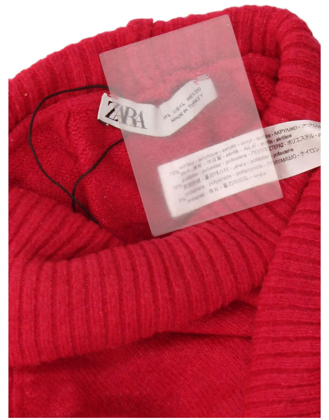 Zara Womens Roll Neck Jumper Sweater UK 16 Large Red Acrylic
