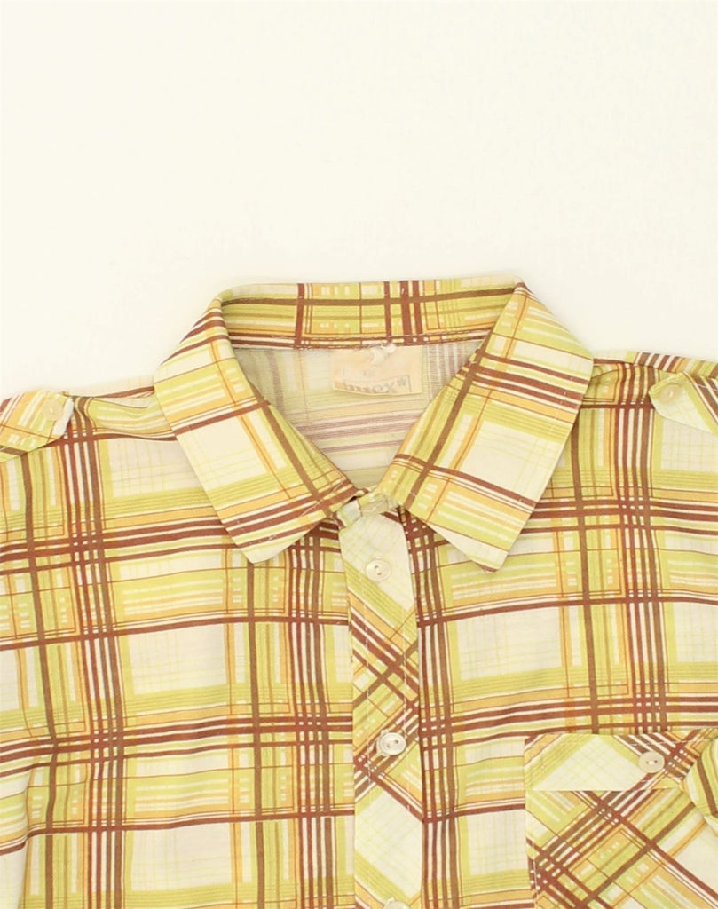 VINTAGE Mens Short Sleeve Shirt Medium Yellow Check Cotton | Vintage Vintage | Thrift | Second-Hand Vintage | Used Clothing | Messina Hembry 