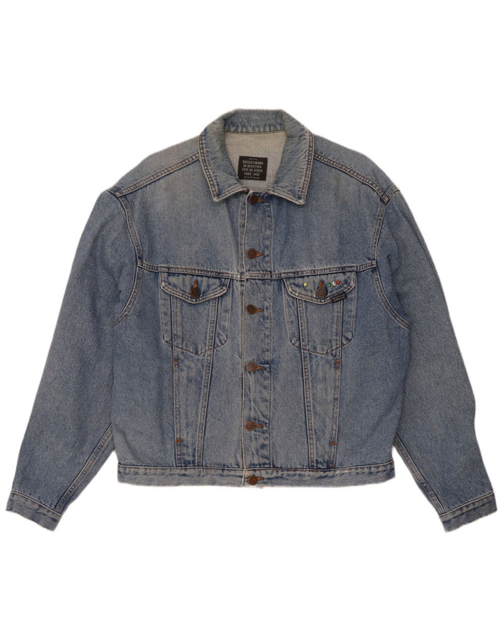 Benetton Mens Denim Jacket IT 46 Small Blue Cotton