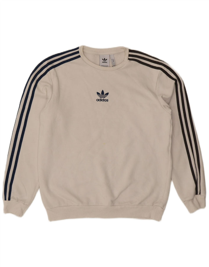 Adidas Mens Sweatshirt Jumper Medium White Cotton
