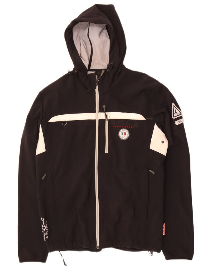 CMP Mens Hooded Windbreaker Jacket UK 40 Large Black Colourblock Polyester