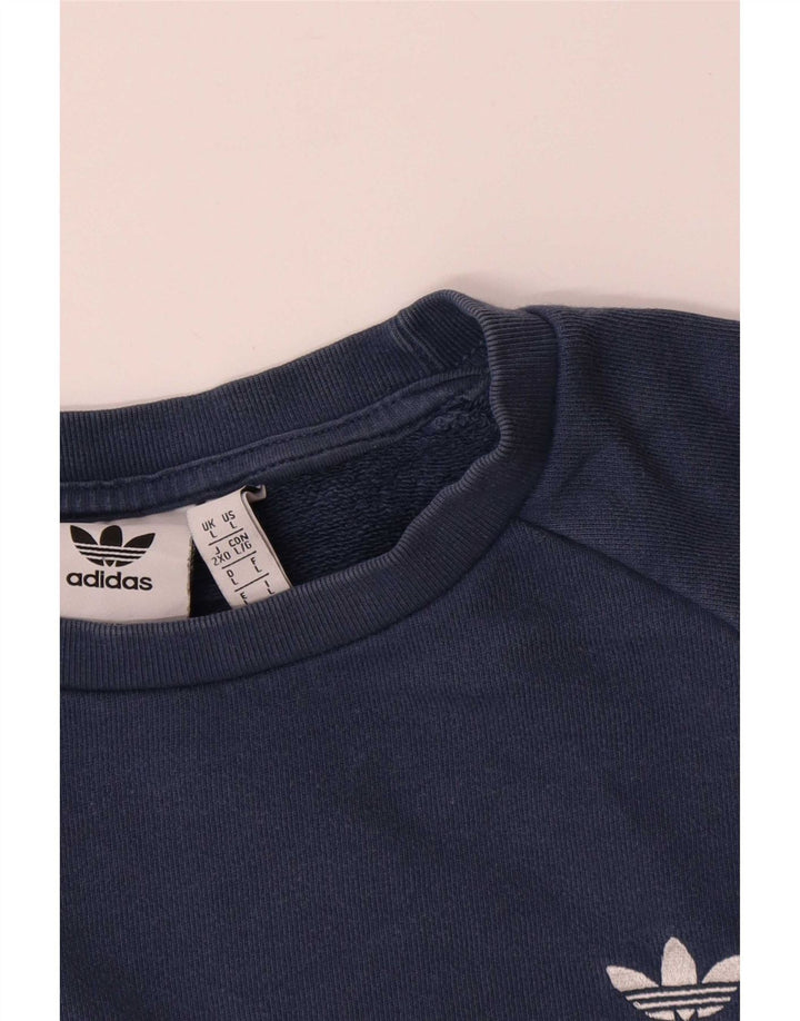 Adidas Mens Sweatshirt Jumper Large Navy Blue Cotton