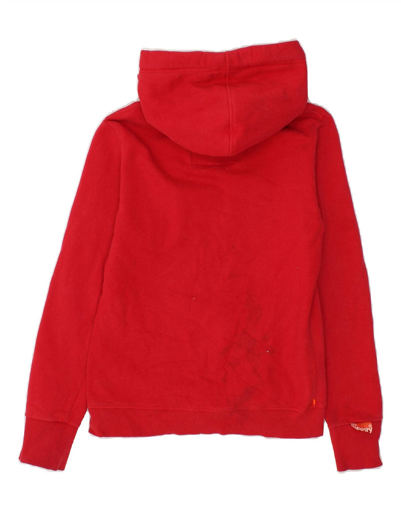 SUPERDRY Womens Graphic Hoodie Jumper UK 14 Medium Red Cotton Vintage Superdry and Second-Hand Superdry from Messina Hembry 
