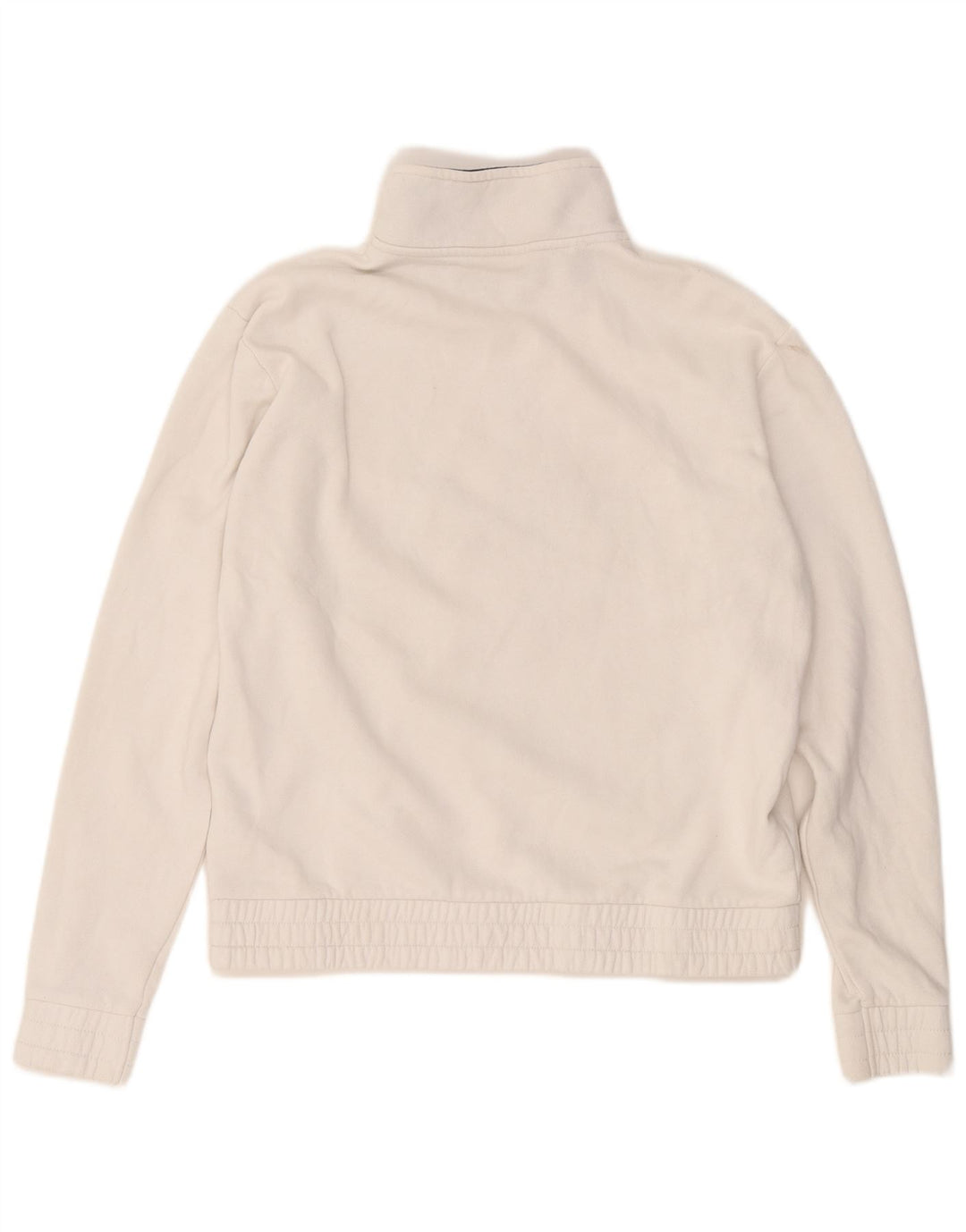 FILA Womens Graphic Zip Neck Sweatshirt Jumper UK 14 Medium White Cotton