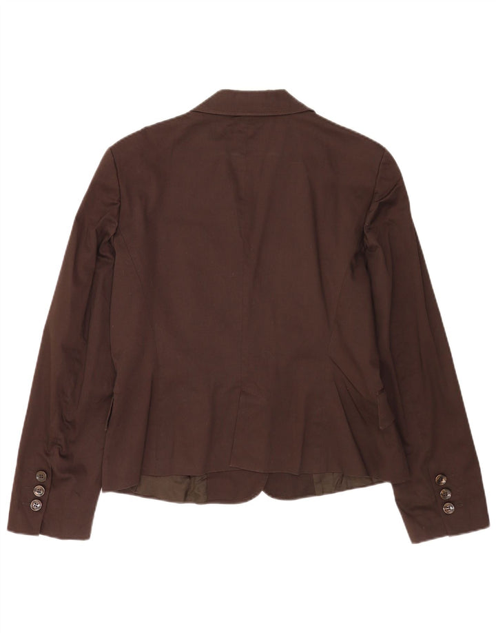 Zara Womens 2 Button Blazer Jacket UK 18 XL Brown Cotton