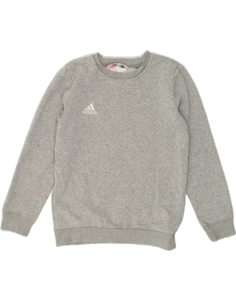 ADIDAS Boys Sweatshirt Jumper 9-10 Years Grey Cotton | Vintage Adidas | Thrift | Second-Hand Adidas | Used Clothing | Messina Hembry 