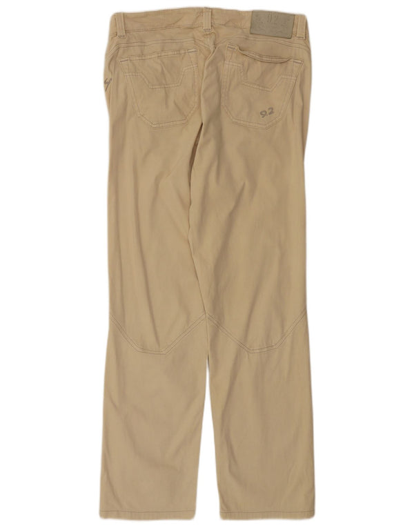 9.2 by Carlo Chionna Mens Straight Casual Trousers W34 L30 Beige Cotton