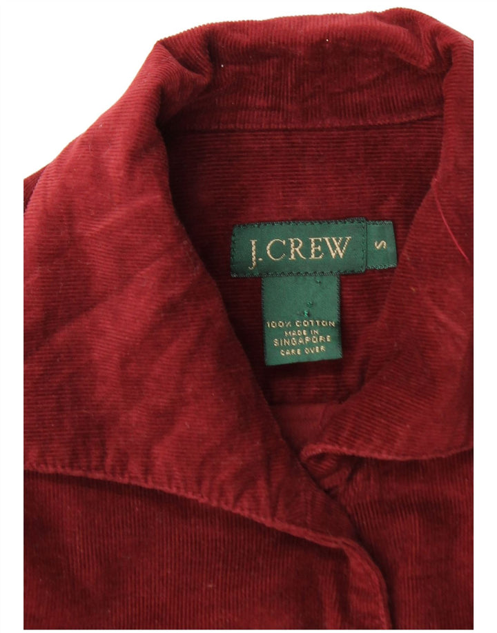 J. CREW Womens Oversized Corduroy Shirt UK 10 Small Burgundy Cotton