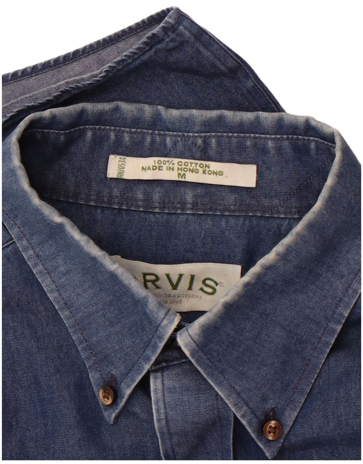 Orvis Mens Denim Shirt Medium Blue Cotton